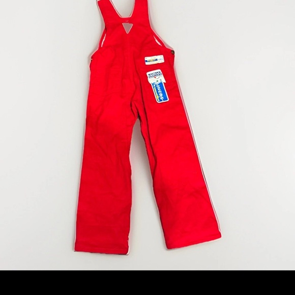 OshKosh B’Gosh Red Corduroy Overalls Size 6 Vintage NWT Lined USA Made - Picture 3 of 9